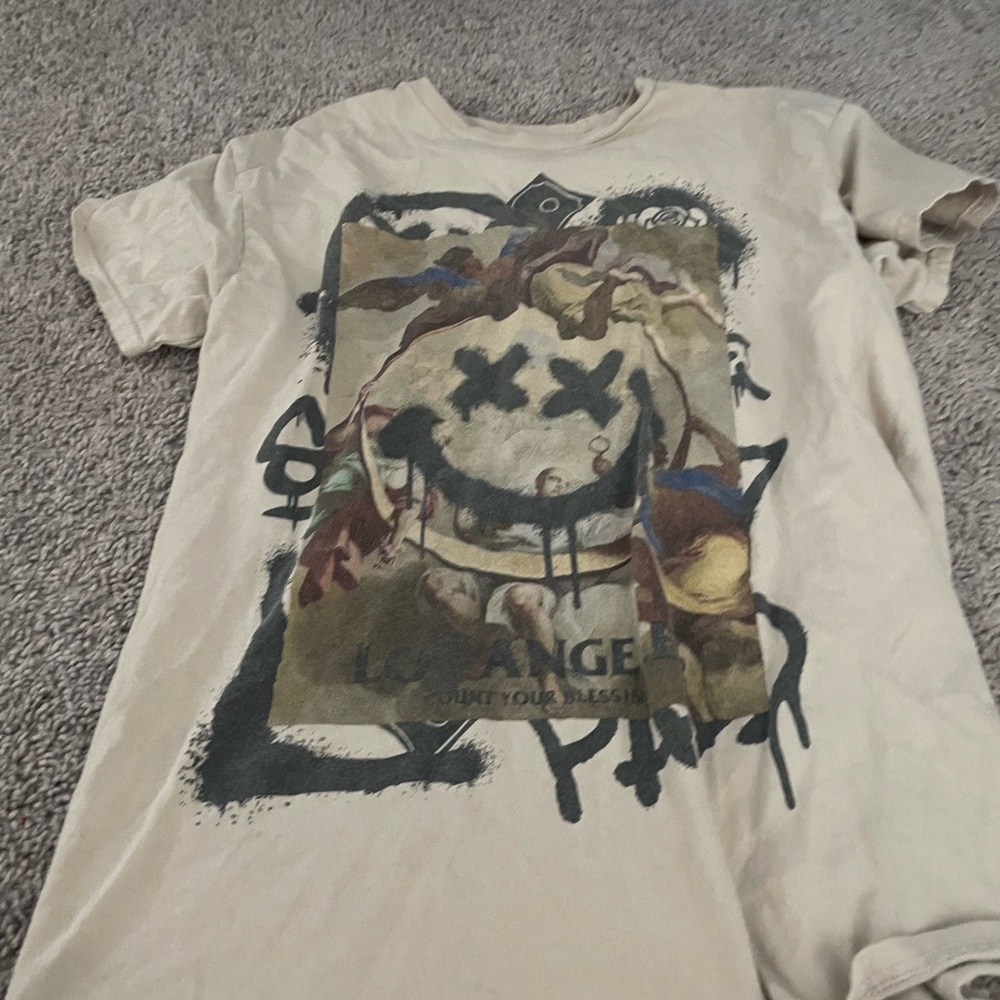 Graphic Tee with Smiley Face Design